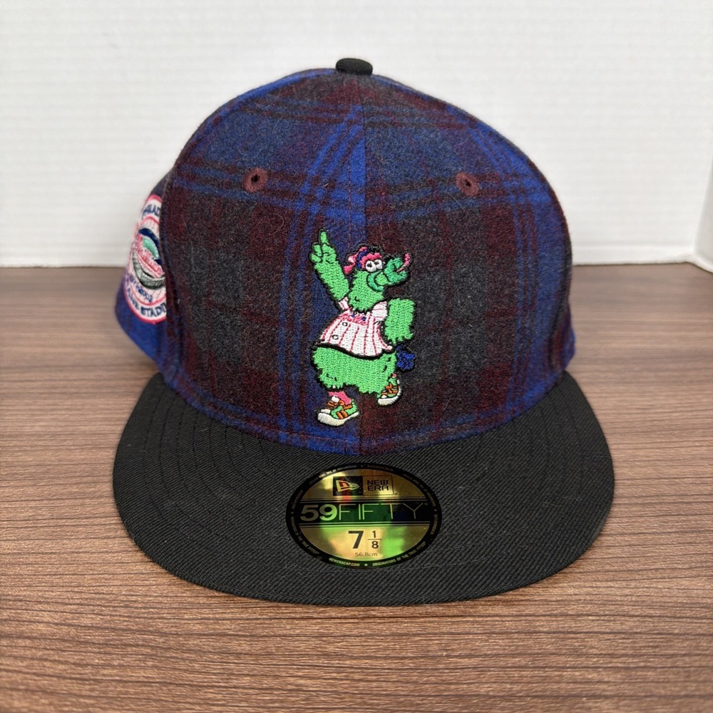 Phillies New Era 59fifty Mascot Flannel‎ Wool Plaid Fitted Cap Men's 7 1/8